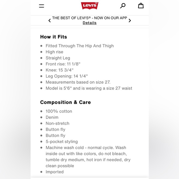 NWOT Levi’s - Original Cropped Women’s Jeans - W27 L26 - Picture 11 of 15